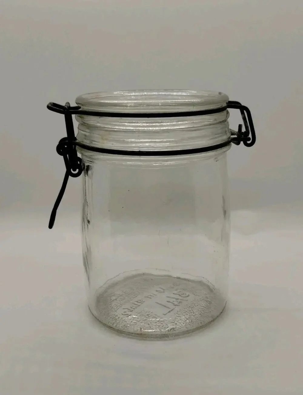 Hermetic Clear Glass Canister Jar 3/4L - Wire Hinged Lid - Made in Italy